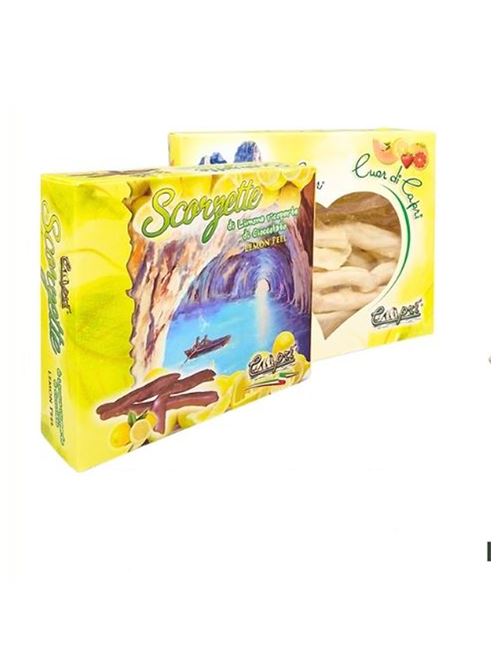scorzette al limone ricoperte di cioccolato Capri Più | SCORZETTELIM